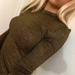 REFORMATION metallic gold sheer shirt small